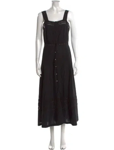 Pre-owned Loveshackfancy Lace Pattern Long Dress In Black