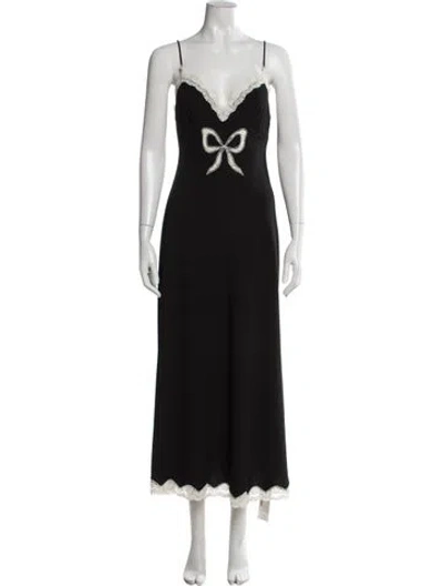 Pre-owned Loveshackfancy Lace Pattern Long Dress In Black