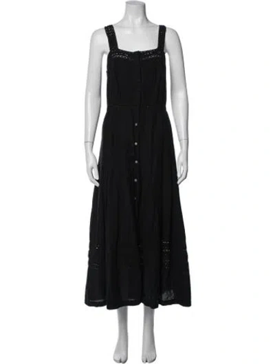 Pre-owned Loveshackfancy Lace Pattern Long Dress In Black