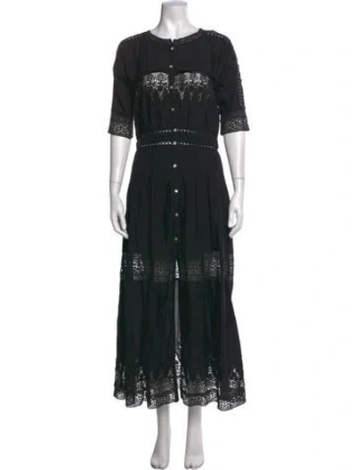 Pre-owned Loveshackfancy Lace Pattern Long Dress In Black