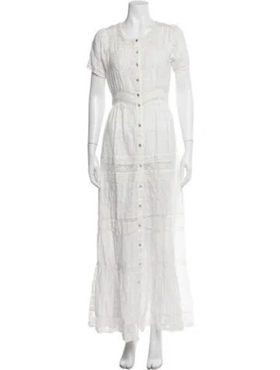 Pre-owned Loveshackfancy Lace Pattern Long Dress In Black