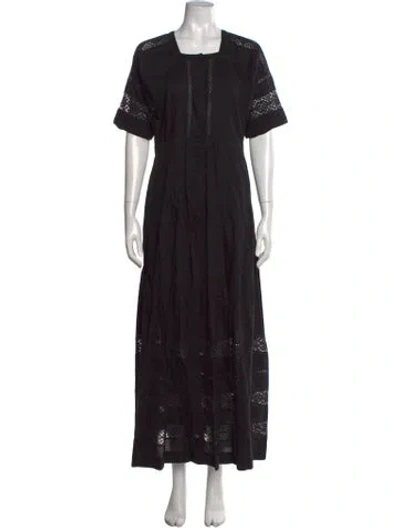 Pre-owned Loveshackfancy Lace Pattern Long Dress In Black
