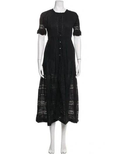 Pre-owned Loveshackfancy Lace Pattern Long Dress In Black