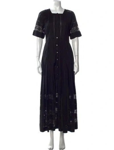 Pre-owned Loveshackfancy Lace Pattern Long Dress In Black