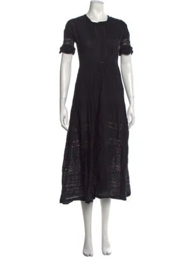 Pre-owned Loveshackfancy Lace Pattern Long Dress In Black