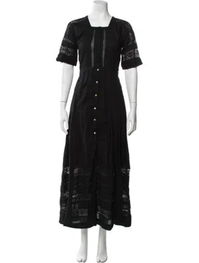 Pre-owned Loveshackfancy Lace Pattern Long Dress In Black
