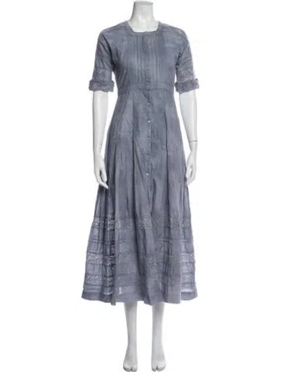 Pre-owned Loveshackfancy Lace Pattern Long Dress In Blue