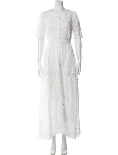 Pre-owned Loveshackfancy Lace Pattern Long Dress In Blue