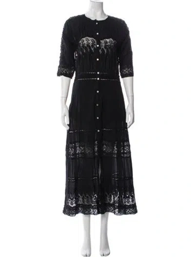 Pre-owned Loveshackfancy Lace Pattern Long Dress In Blue