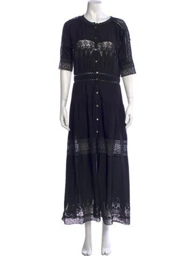Pre-owned Loveshackfancy Lace Pattern Long Dress In Blue