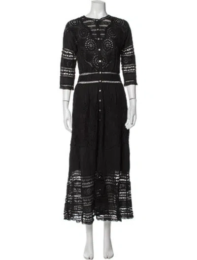 Pre-owned Loveshackfancy Lace Pattern Long Dress In Blue