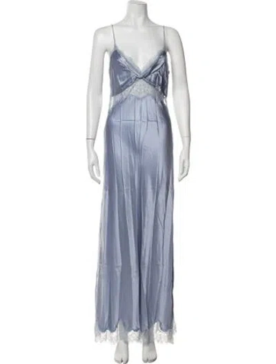 Pre-owned Loveshackfancy Lace Pattern Long Dress In Blue