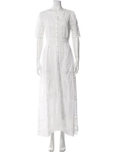 Pre-owned Loveshackfancy Lace Pattern Long Dress In Blue