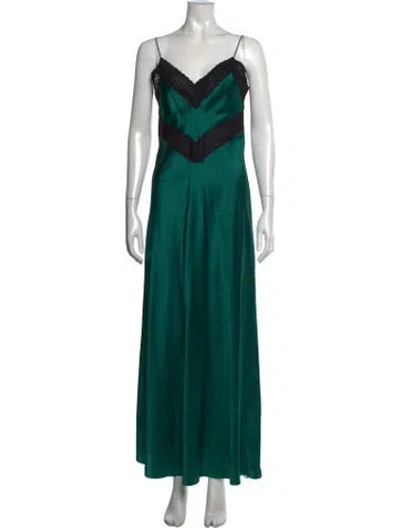 Pre-owned Loveshackfancy Lace Pattern Long Dress In Green