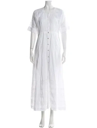 Pre-owned Loveshackfancy Lace Pattern Long Dress In Neutral