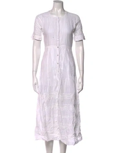 Pre-owned Loveshackfancy Lace Pattern Long Dress In Neutral