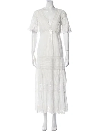 Pre-owned Loveshackfancy Lace Pattern Long Dress In Neutral