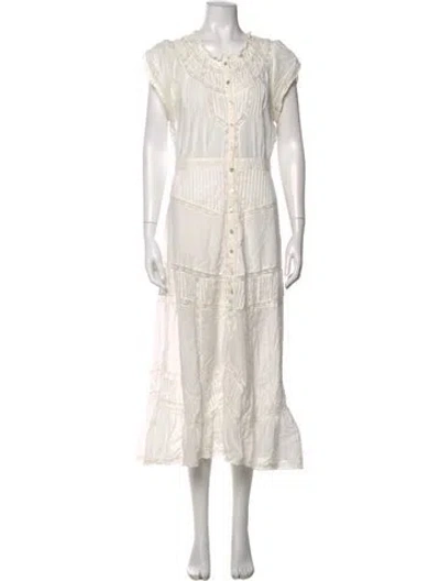Pre-owned Loveshackfancy Lace Pattern Long Dress In Neutrals