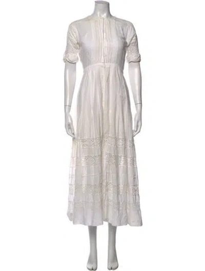 Pre-owned Loveshackfancy Lace Pattern Long Dress In Neutrals