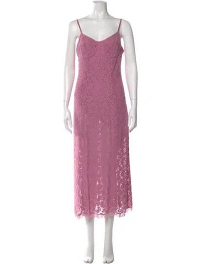 Pre-owned Loveshackfancy Lace Pattern Long Dress In Pink