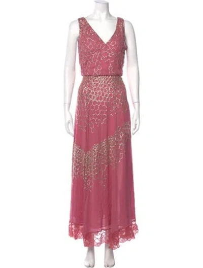 Pre-owned Loveshackfancy Lace Pattern Long Dress In Pink