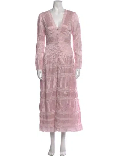Pre-owned Loveshackfancy Lace Pattern Long Dress In Pink