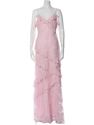 Pre-owned Loveshackfancy Lace Pattern Long Dress In Pink