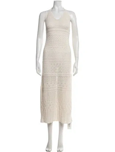 Pre-owned Loveshackfancy Lace Pattern Long Dress W/ Tags In Neutrals