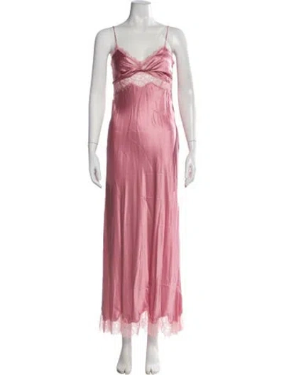 Pre-owned Loveshackfancy Lace Pattern Long Dress W/ Tags In Pink