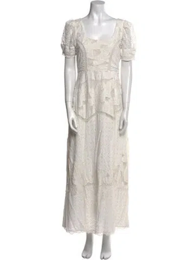 Pre-owned Loveshackfancy Lace Pattern Long Dress In White