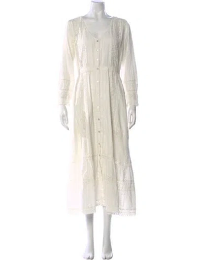 Pre-owned Loveshackfancy Lace Pattern Long Dress In White