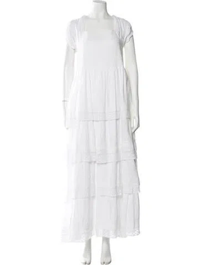 Pre-owned Loveshackfancy Lace Pattern Long Dress In White