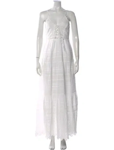 Pre-owned Loveshackfancy Lace Pattern Long Dress In White