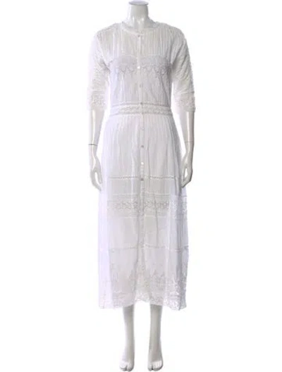 Pre-owned Loveshackfancy Lace Pattern Long Dress In White