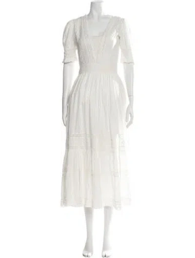 Pre-owned Loveshackfancy Lace Pattern Long Dress In White