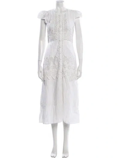 Pre-owned Loveshackfancy Lace Pattern Long Dress In White
