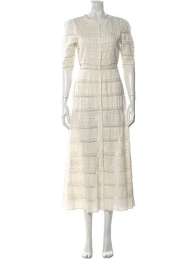 Pre-owned Loveshackfancy Lace Pattern Long Dress In White