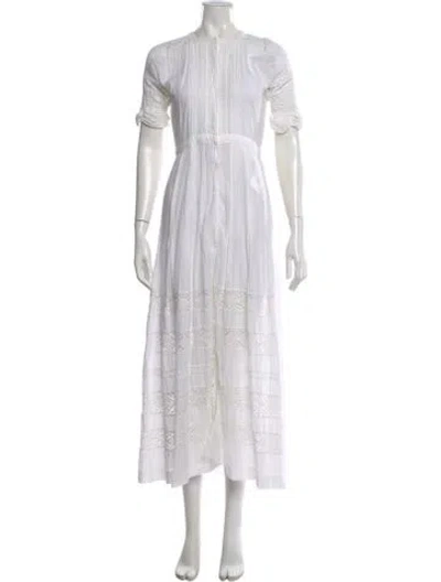 Pre-owned Loveshackfancy Lace Pattern Long Dress In White