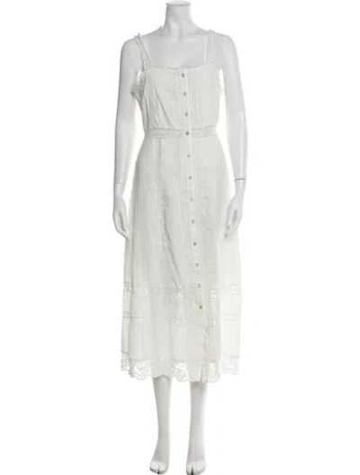 Pre-owned Loveshackfancy Lace Pattern Long Dress In White