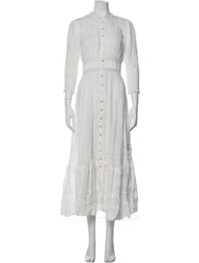 Pre-owned Loveshackfancy Lace Pattern Long Dress In White
