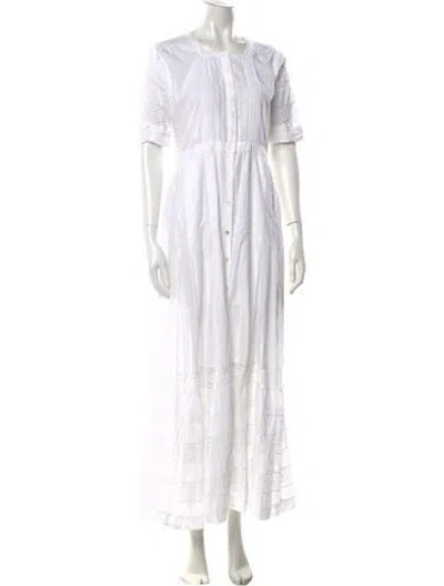 Pre-owned Loveshackfancy Lace Pattern Long Dress In White