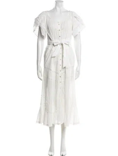 Pre-owned Loveshackfancy Lace Pattern Long Dress In White