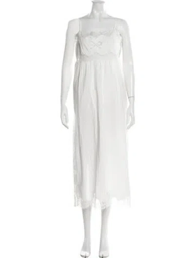Pre-owned Loveshackfancy Lace Pattern Long Dress In White