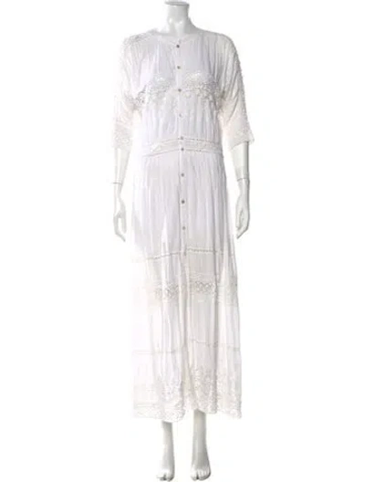 Pre-owned Loveshackfancy Lace Pattern Long Dress In White