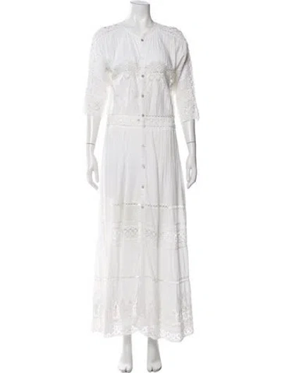 Pre-owned Loveshackfancy Lace Pattern Long Dress In White