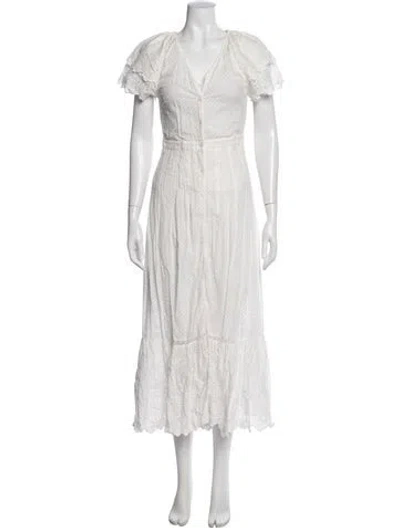Pre-owned Loveshackfancy Lace Pattern Long Dress In White