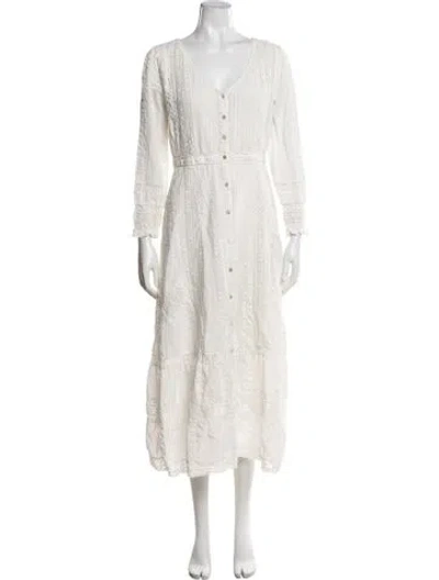 Pre-owned Loveshackfancy Lace Pattern Long Dress In White