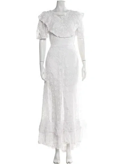 Pre-owned Loveshackfancy Lace Pattern Long Dress In White