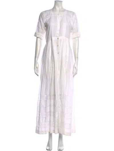 Pre-owned Loveshackfancy Lace Pattern Long Dress In White