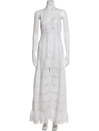 Pre-owned Loveshackfancy Lace Pattern Long Dress In White